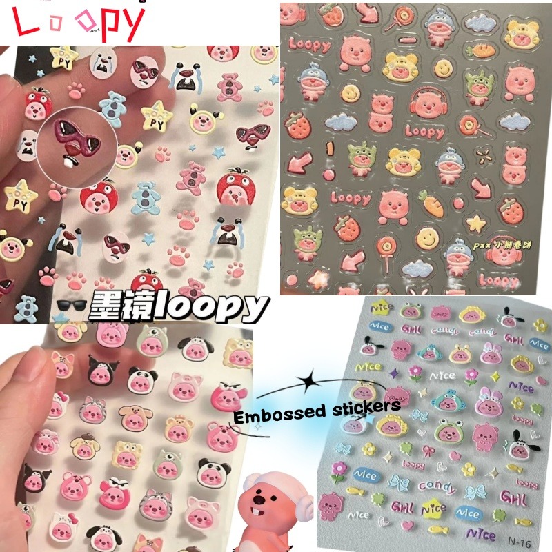 Model Kit Game - Stiker timbul 3D berbentuk loopy, stiker