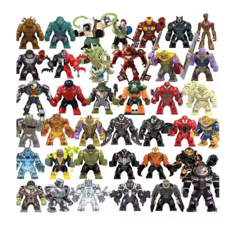 Model Kit Iron Man - Balok susun, superhero Marvel, boneka rakitan