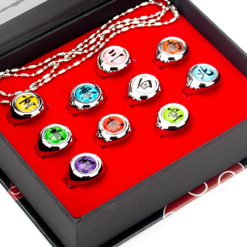 Model Kit Naruto - 10 Buah/Set Cincin Logam Anime Akatsuki